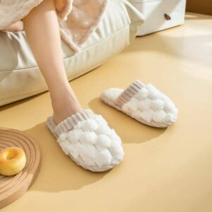 Autumn and winter women’s cotton slippers Women home couples indoor floor drag non-slip warm fluffy slippers