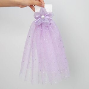 Girls Veil Flower Girl Flower Ribbon Chiffon Mesh Hair Clip Photo Headwear, Style: PP198-5
