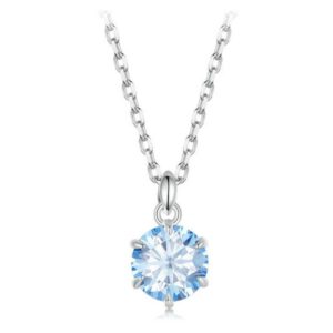S925 Pure Silver Plated Platinum Blue Mosonite Necklace