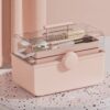 Large capacity cosmetic storage box plastic dustproof transparent desktop portable medicine storage box