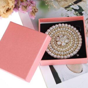 Metal cosmetic round mirror portable diamond-encrusted mirror Folding mini double-sided round mirror