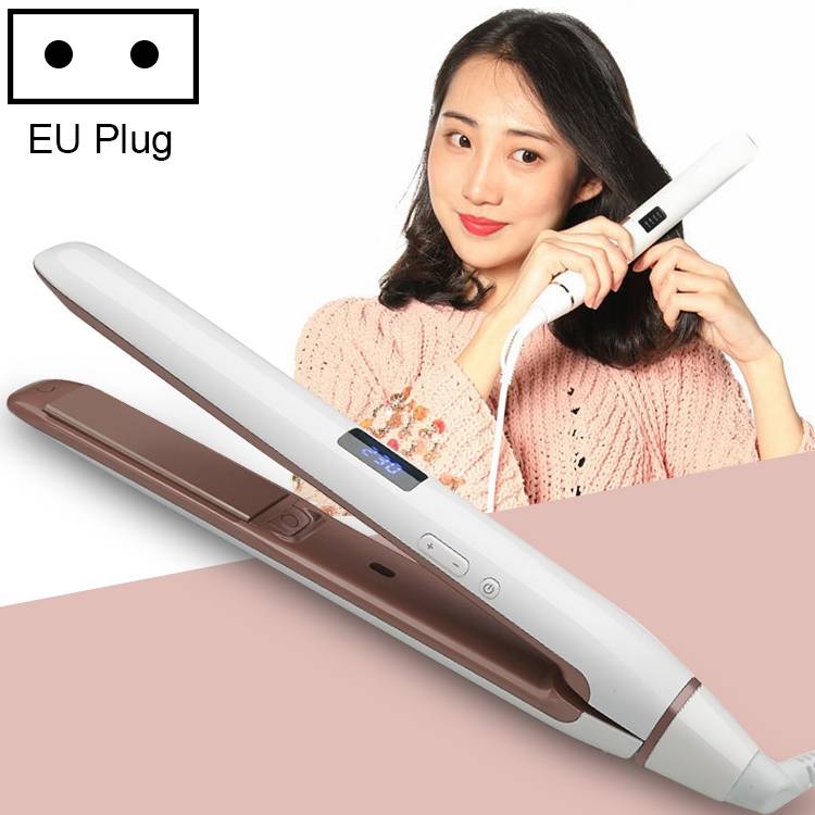 Professional straightener LED display screen ceramic coating plate ion curling hair straightener clip (European standard 45W)
