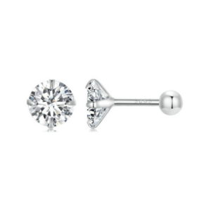 S925 Sterling Silver Platinum Plated Zircon Stud Earrings Jewelry