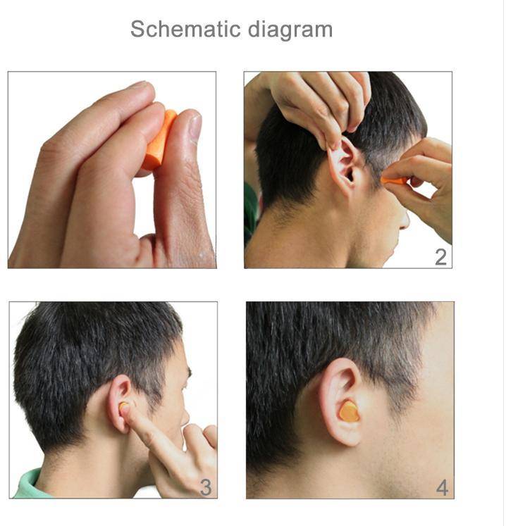 Anti-Noise Sleeping Earplugs Soft Slow Rebound Memory Foam Material Sold in Pairs of 10 (Color: Orange)
