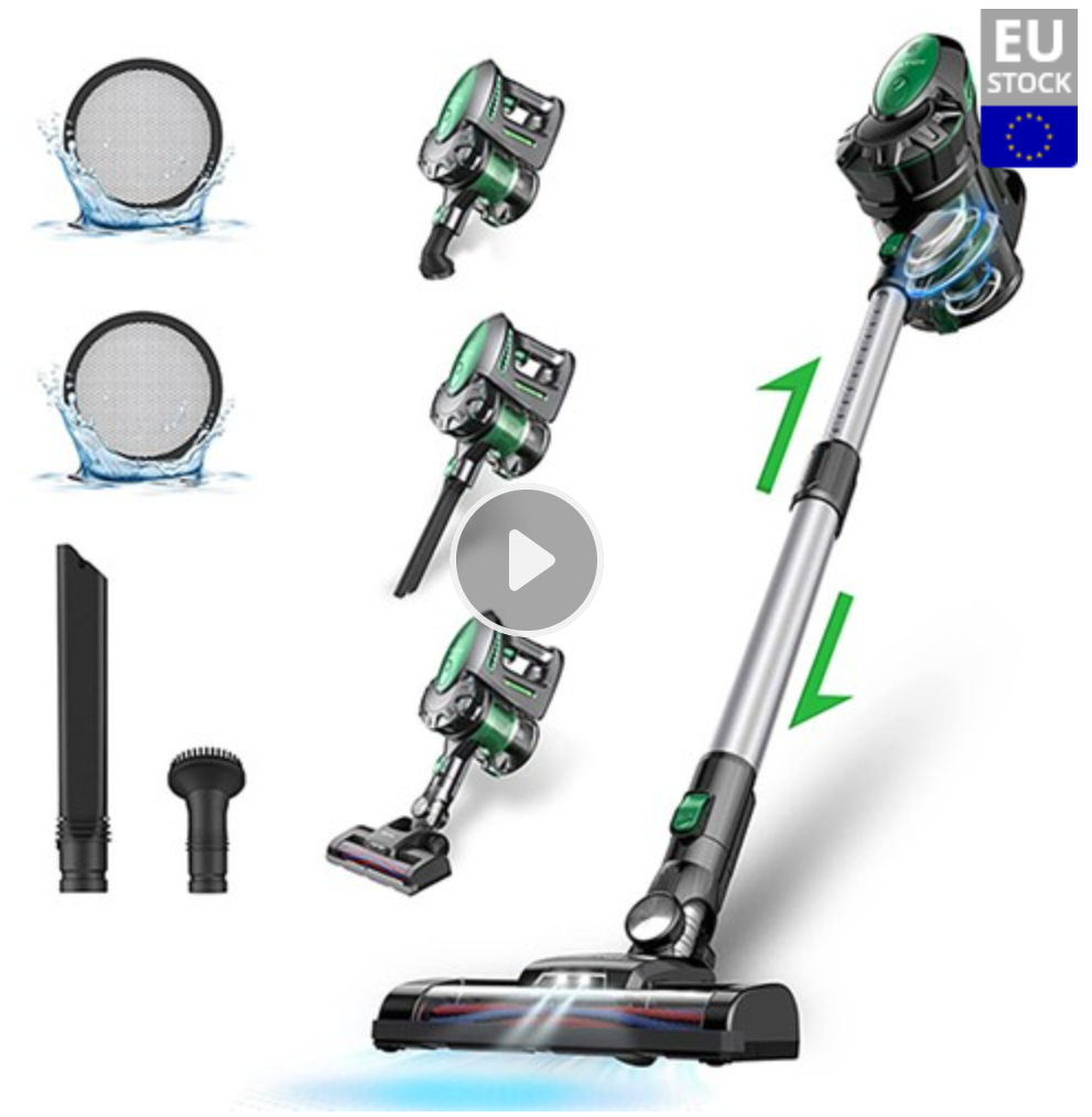 Vactidy V8 Handheld Cordless Vacuum Cleaner, 20KPa Suction, 1.2L Dustbin, LED Electric Brush Head, 2200mAh Detachable Battery, 35min Runtime, for Carp