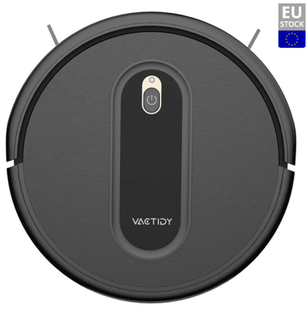 Vactidy T6 Robot Vacuum Cleaner, 2000Pa Suction, 500ml Dustbin, Self-Charging, 2500mAh Battery, 100Mins Runtime, App and Voice Control