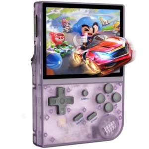 2024 Version ANBERNIC RG35XX+ Gaming Handheld, 64GB TF Card with 5000+ Games, 3.5 Inch IPS Screen, Linux System, 7 Hours of Playtime-Purple-64G